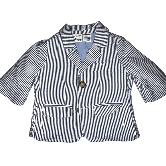 Hooray by Cynthia Rowell Blue White Seersucker Baby Boys 3 Piece Suit 0-3 Months - Picture 2 of 15